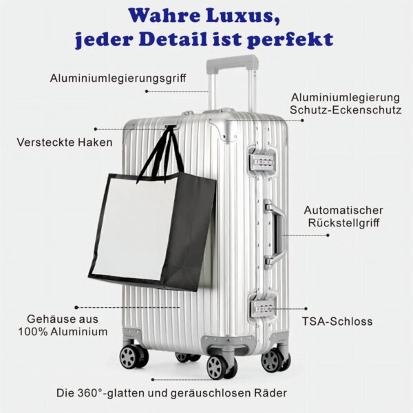 Aluminium Reisekoffer Bordkoffer Hartschalen-Koffer Trolley Rollkoffer Handgepäck Teleskopgriff, TSA, 4 Rollen