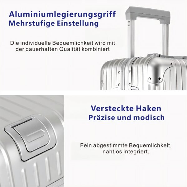 Aluminium Reisekoffer Bordkoffer Hartschalen-Koffer Trolley Rollkoffer Handgepäck Teleskopgriff, TSA, 4 Rollen