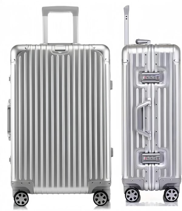 Aluminium Reisekoffer Bordkoffer Hartschalen-Koffer Trolley Rollkoffer Handgepäck Teleskopgriff, TSA, 4 Rollen